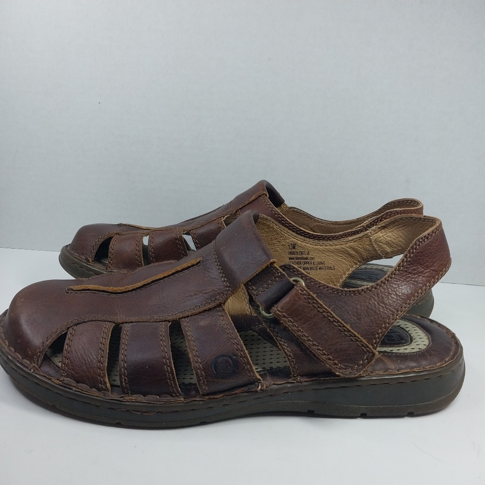 Born Sandals Mens 13 M Brown Leather Fisherman Comfort Slingback Adjustable - Picture 5 of 15